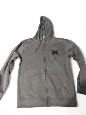 Proedge Michigan Wolverines College Logo Gray Full-Zip Hoodie Sz M